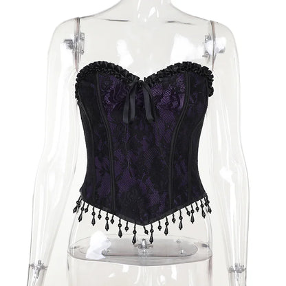 Gothic Spaghetti Strap Corset Punk Grunge Halloween Clothing Crop Top