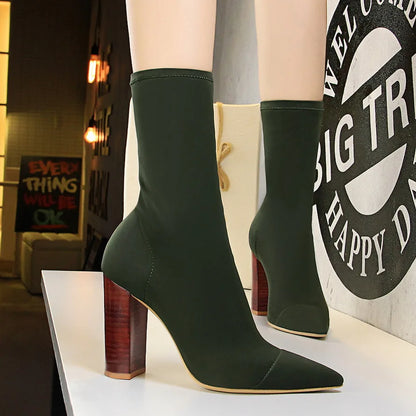 New Socks Boots Fashion Ankle Boots For Women Boots Balck Pointed Toe Elastic Heels Shoes Fetish Autumn Winter Female Shoes