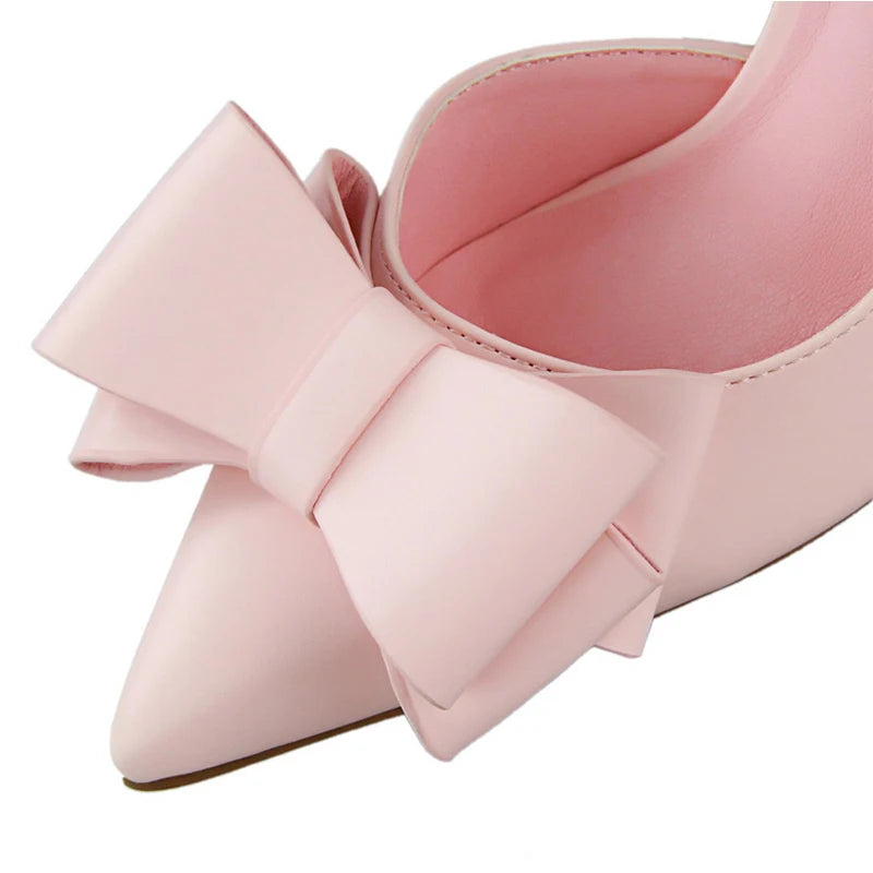 Shoes Bow-knot Woman Pumps Stiletto 10.5 Cm Women Basic Pump Pointed Toe Classic Pumps Sexy High Heels Women Shoes