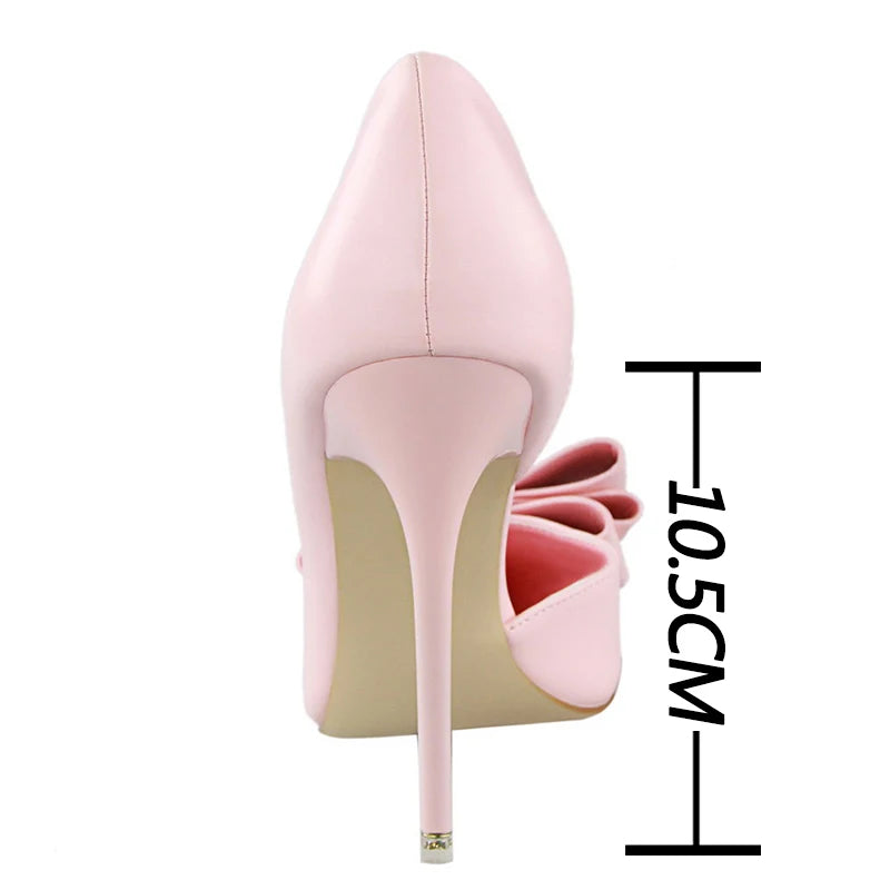 Shoes Bow-knot Woman Pumps Stiletto 10.5 Cm Women Basic Pump Pointed Toe Classic Pumps Sexy High Heels Women Shoes