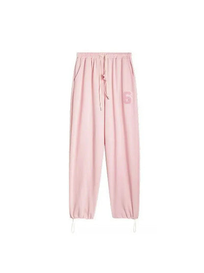 Pink Jogging Sweatpants Women Kawaii Cute Letter Print Oversize Pant