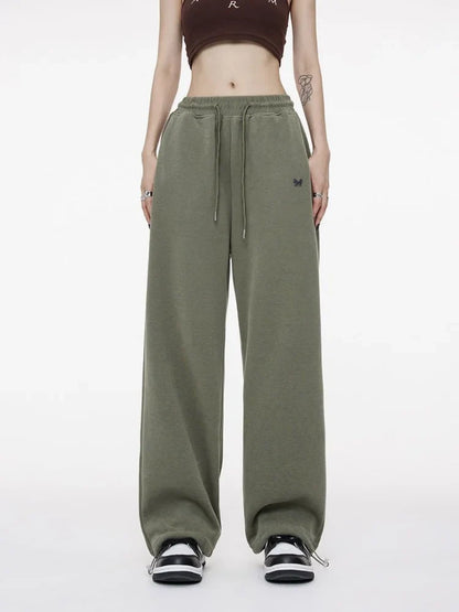 Green Baggy Sweatpants Women Y2K Hippie Print Jogging Sports Pant
