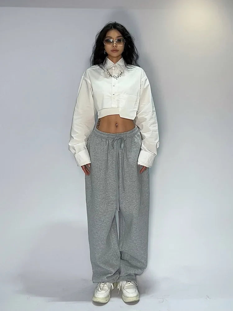 Gray Baggy Jogging Sweatpants Women Hippie Streetwear Korean Pant