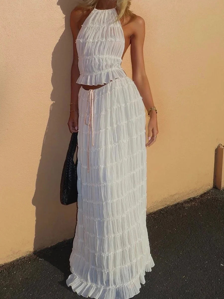 Summer Beach Sleeveless Backless Tank Skirt