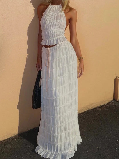 Summer Beach Sleeveless Backless Tank Skirt