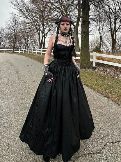 Strapless Buckle Corset Bodice Pleated Maxi Dress