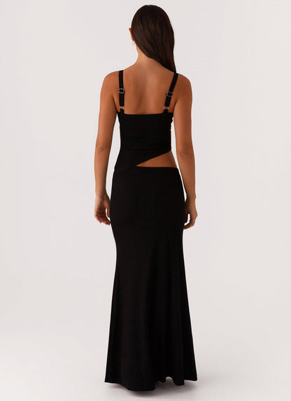 Crochet Diamond Knit Cross Front Cutout Cami Low Rise Maxi Skirt Set
