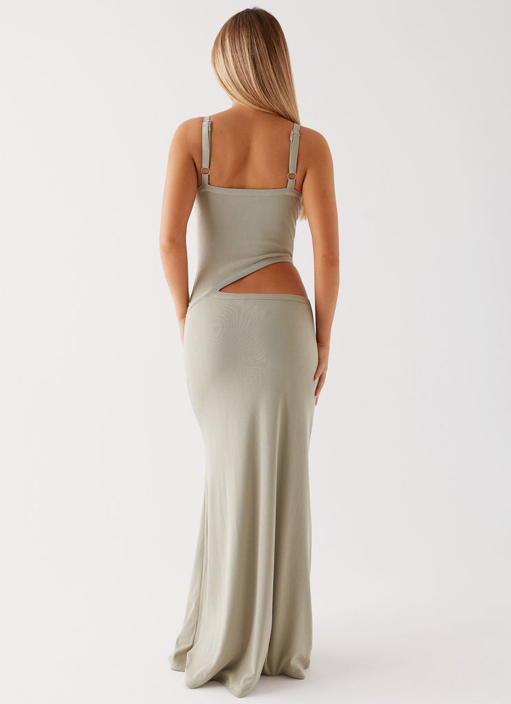 Crochet Diamond Knit Cross Front Cutout Cami Low Rise Maxi Skirt Set
