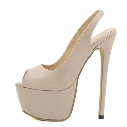 Trendy 2024 Peep Toe High Heel Slingback Platform High Heel