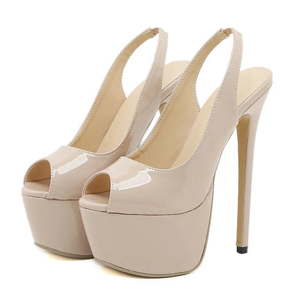 Trendy 2024 Peep Toe High Heel Slingback Platform High Heel