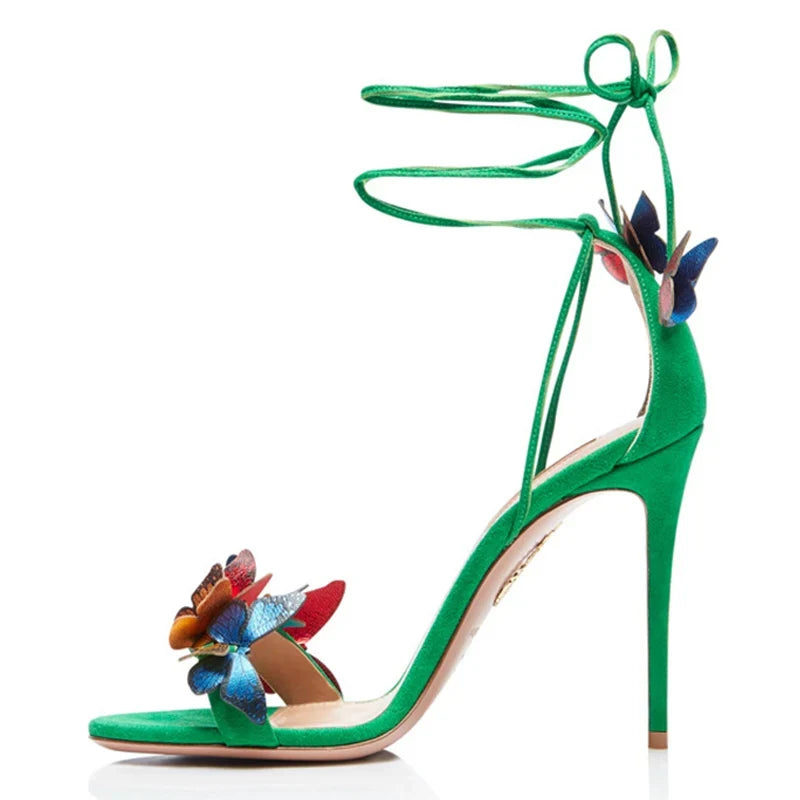 New Yellow Green Cross Strap Elegant High Heel High Heel