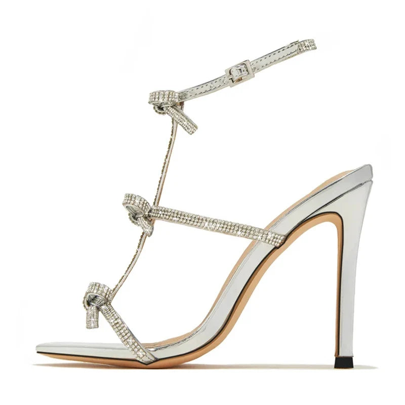 Elegant Summer Fashion Glitter Rhinestone Bowknot Party High Heel