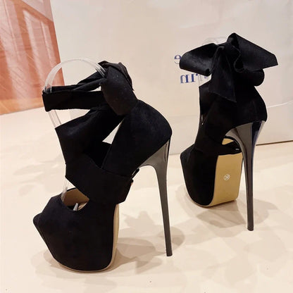 Black High Heel Women Fashion Ankle Cross Strap High Heel