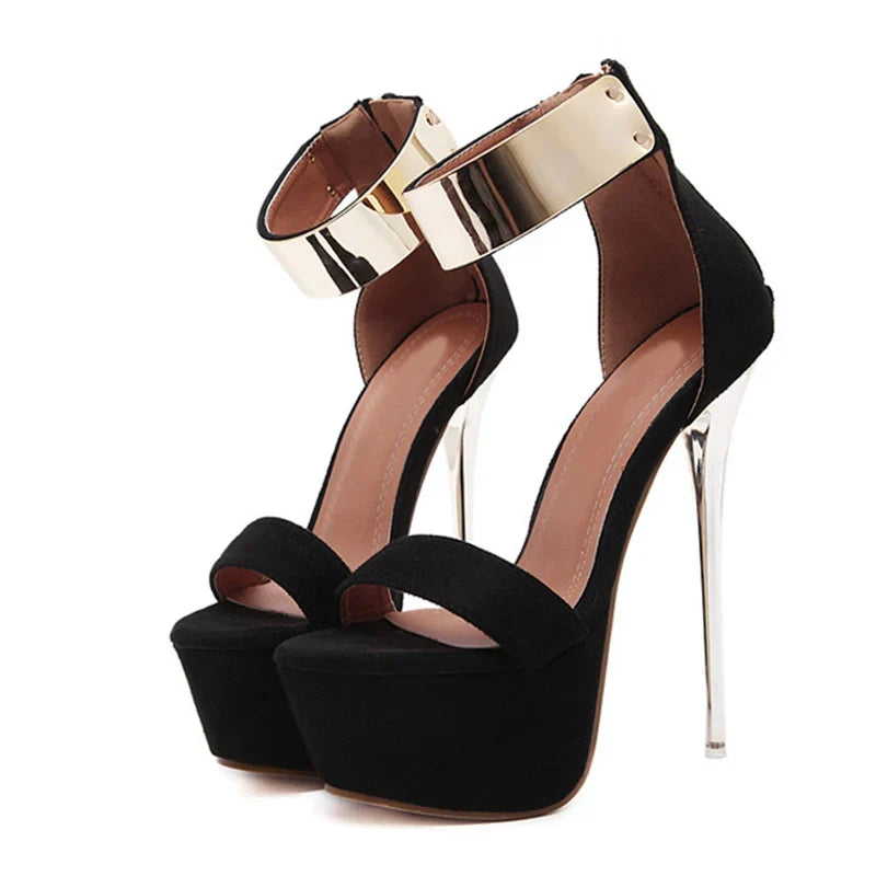 Fashion Design Metal Ankle Cover 16CM Platform High Heel