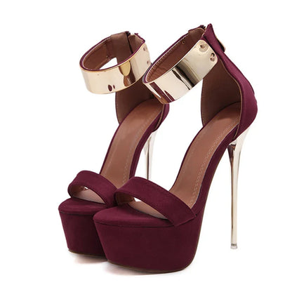 Fashion Design Metal Ankle Cover 16CM Platform High Heel
