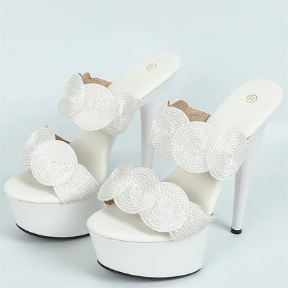 Peep Toe Pole Dance Platform Slipper Handmade High Heel High Heel