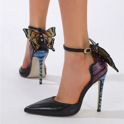 Pointed Toe Slingback Fashion Big Butterfly High Heel High Heel