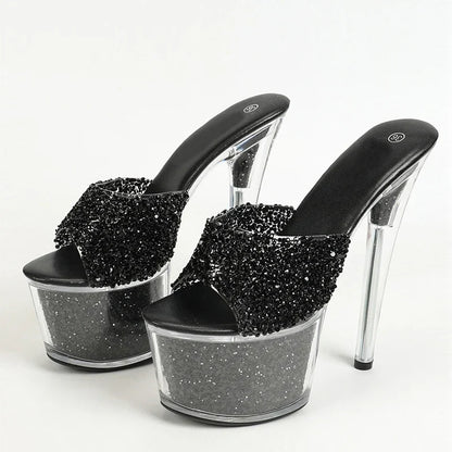 Size 34-43 20CM Platform Sequined Transparent High High Heel