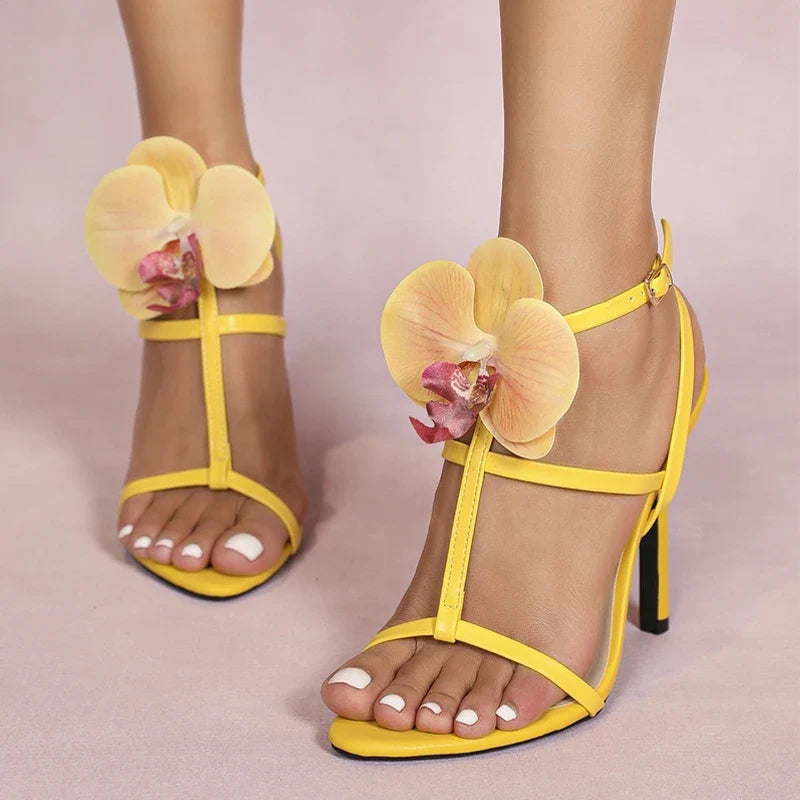 Bright Summer Fashion Flowers Ankle Strap Gladiator Party High Heel