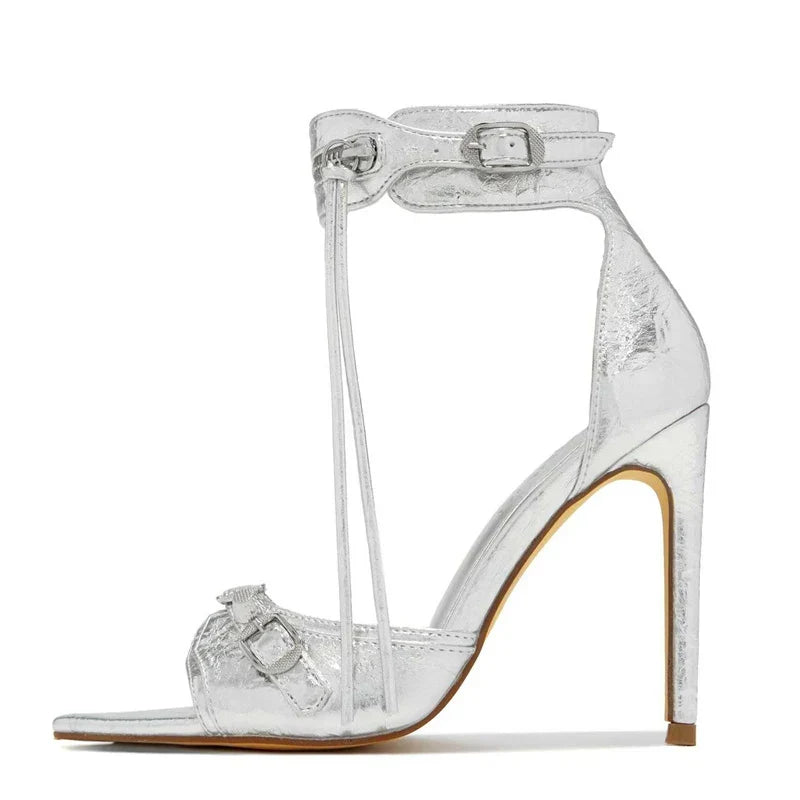 Stylish Summer Fashion Zip Tassel Metal Rivet Stripper Heels High Heel