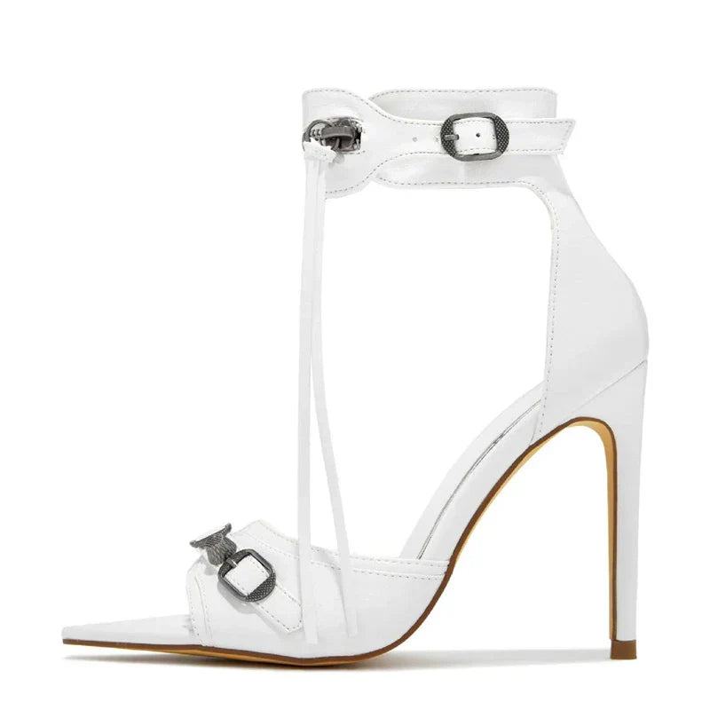 Stylish Summer Fashion Zip Tassel Metal Rivet Stripper Heels High Heel