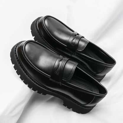 Heightening British Style Tassels Thick-Soled Business Leather Loafers