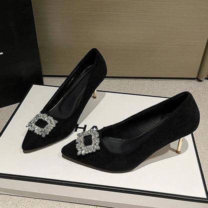 Luxury Women High Pointed Toe Designer Stiletto Trend New Suede Elegant Shoes Low Heel Pumps