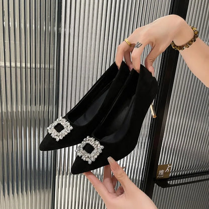 Luxury Women High Pointed Toe Designer Stiletto Trend New Suede Elegant Shoes Low Heel Pumps