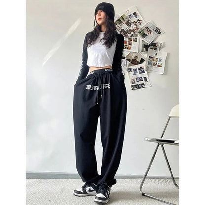 Oversized Y2K Streetwear Wide Leg Letter Print Sweatpants