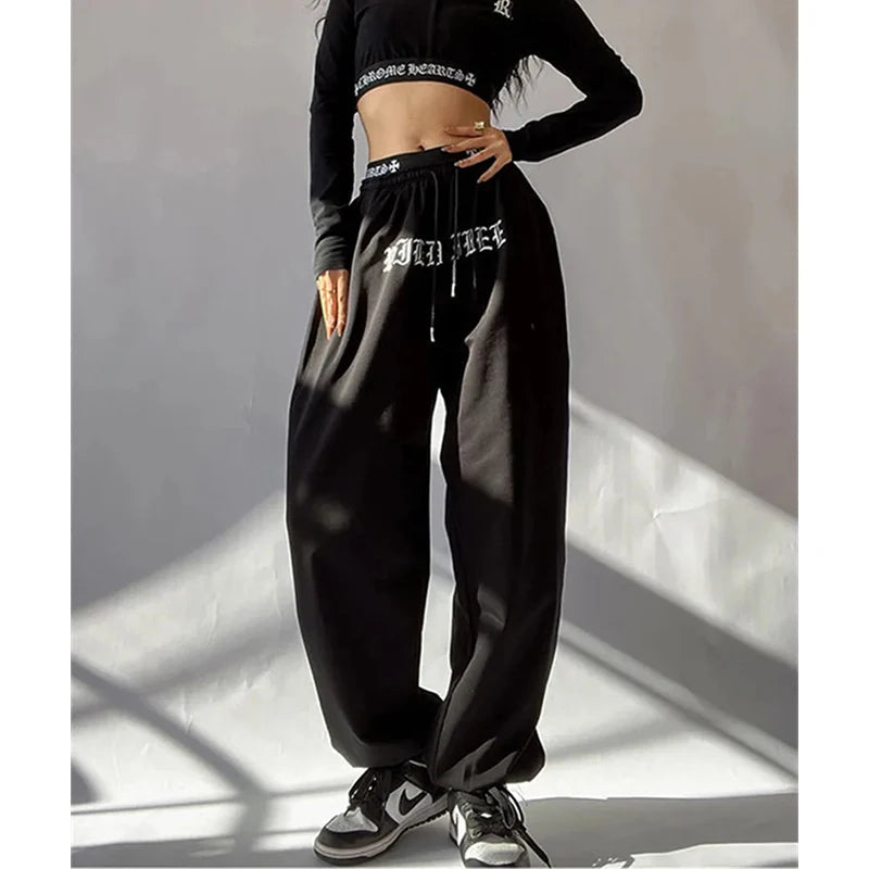 Oversized Y2K Streetwear Wide Leg Letter Print Sweatpants