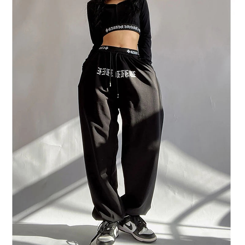 Oversized Y2K Streetwear Wide Leg Letter Print Sweatpants
