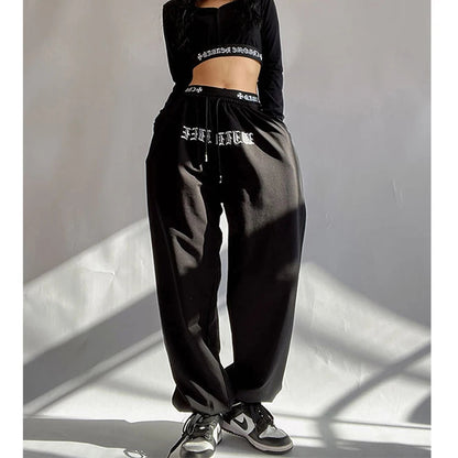 Oversized Y2K Streetwear Wide Leg Letter Print Sweatpants