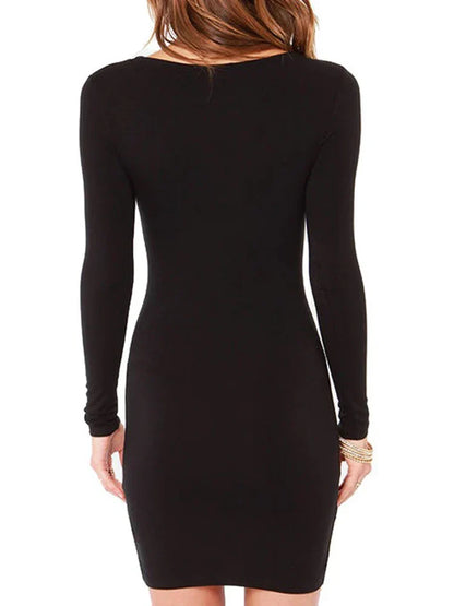 Long Sleeve Crew Neck Bodycon Mini Dress