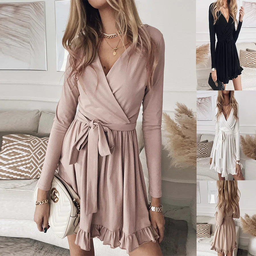 Maxi White Lace-up Long Ruffled Casual Midi Dresses