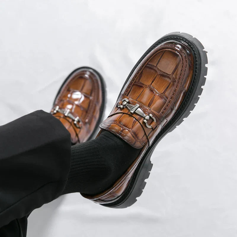 British Style Black Brown PU Leather Slip On Plus Size Comfort Flats Loafers