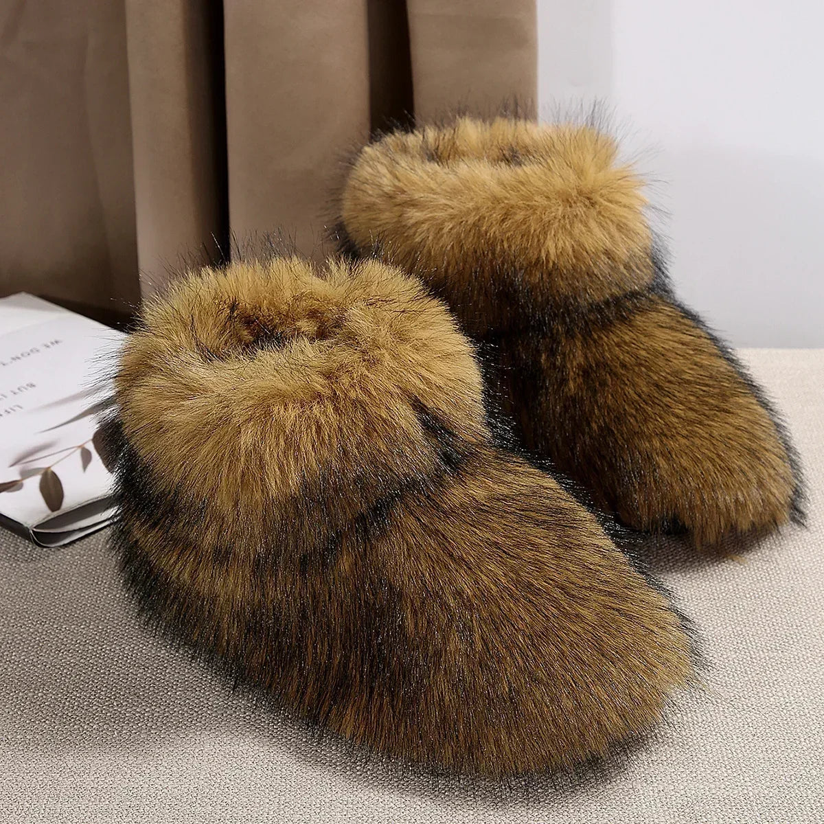 New Woman Boots High Boots Over-the-knee Fur Snow Boots Women's Fashion Warm Wool-like Plus Velvet Padded Winter Platform Sho