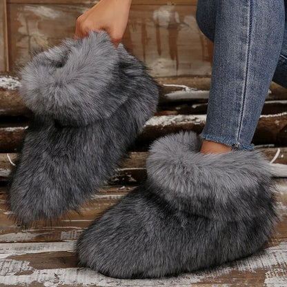 New Woman Boots High Boots Over-the-knee Fur Snow Boots Women's Fashion Warm Wool-like Plus Velvet Padded Winter Platform Sho