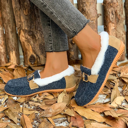 New Women Snow Flats Boots Winter Warm Plush Outdoor Boots Women Winter Casual Flats Shoes Women Fashion Flat Comfortable Sho