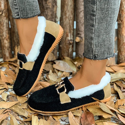 New Women Snow Flats Boots Winter Warm Plush Outdoor Boots Women Winter Casual Flats Shoes Women Fashion Flat Comfortable Sho