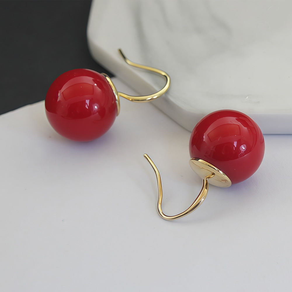 Red Cinnabar Hypoallergenic Hook Earrings