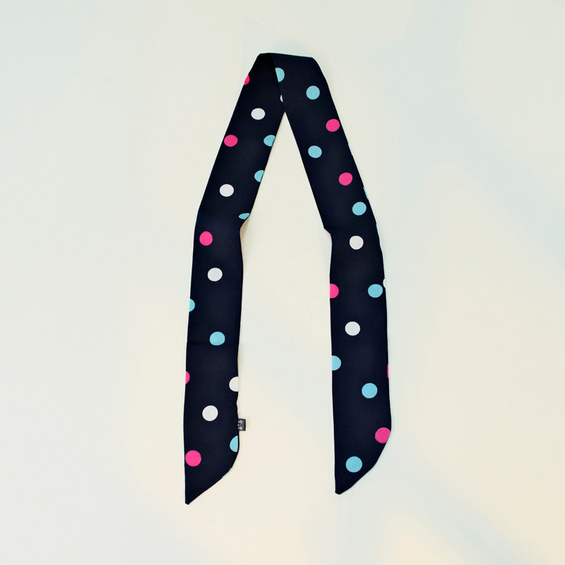 Polka Dot Skinny Long Neck Tie Ribbon Scarf