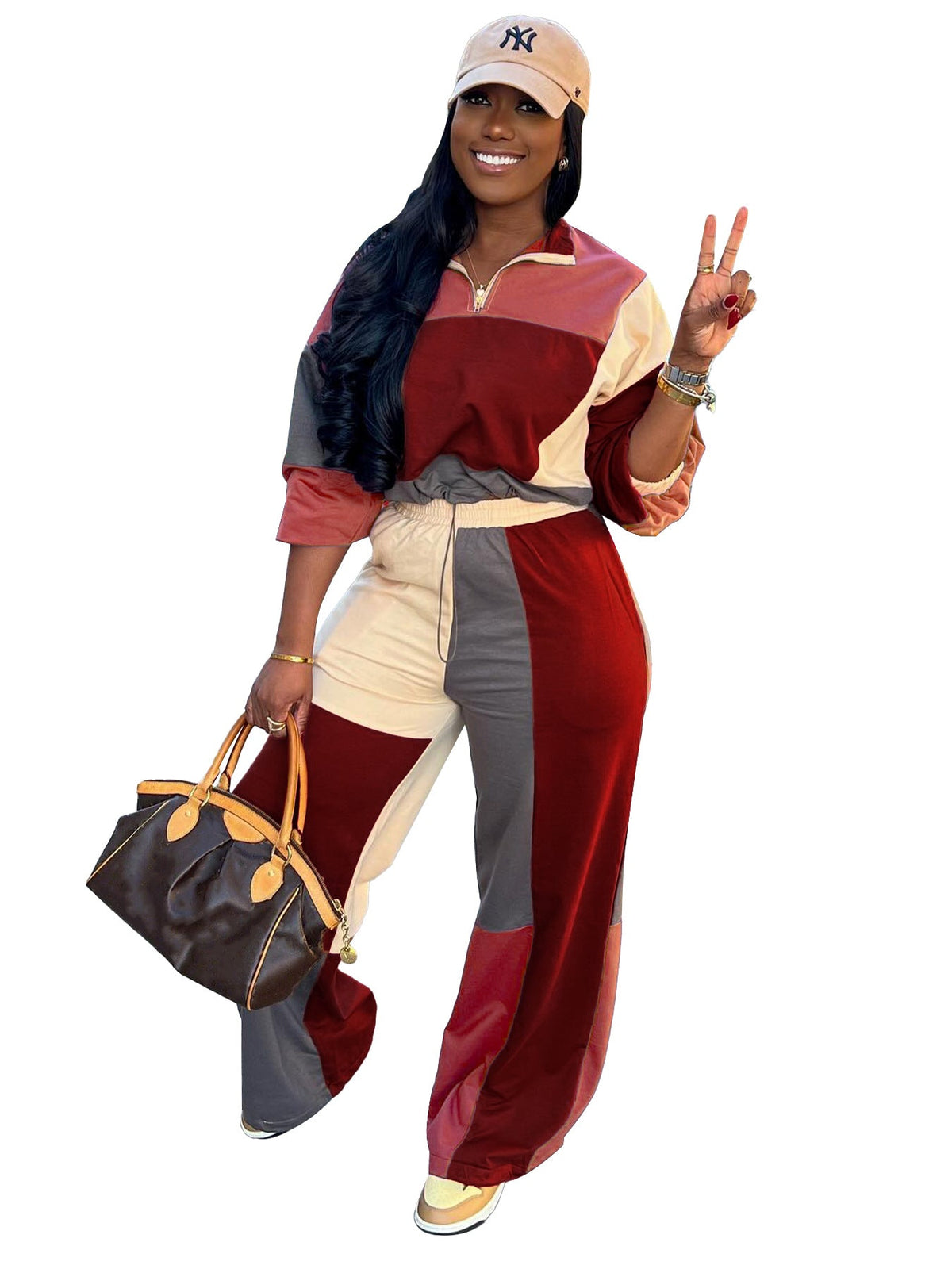 Sports Casual Women Clothing Color Matching Color Contrast Waist Tight Two Piece Sest