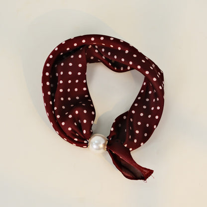 Polka Dot Pearl Magnetic Buckle Neck Scarf