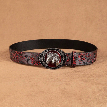 Wild Horse Buckle Embossed Belt