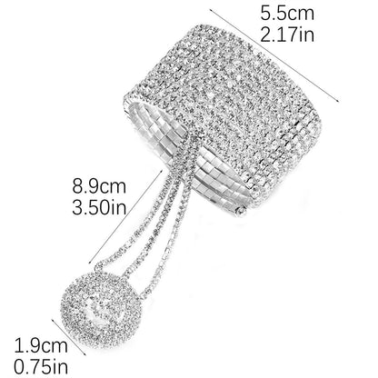 Multi Layer Rhinestone Stretch Finger Bracelet