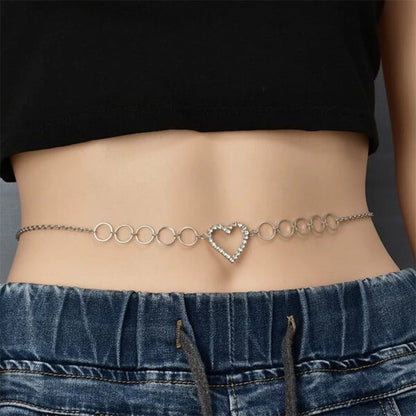 Heart Rhinestone Sparkle Chic Waist Chain