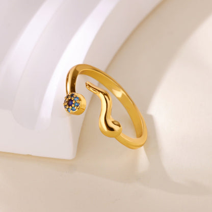 Wavy Evil Eye Open Geometric Zirconia Ring