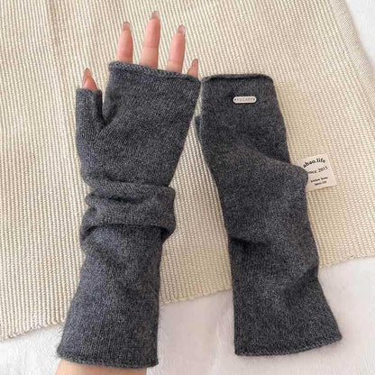 Long Raccoon Fur Knit Fingerless Gloves