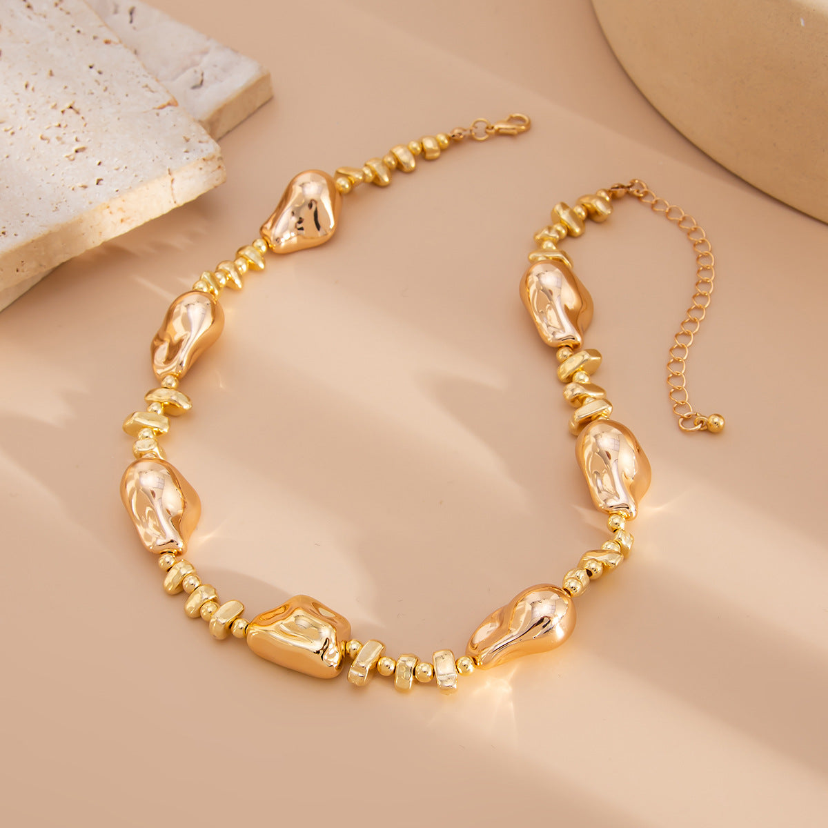 Irregular Bead Star Cross Fringe Choker Necklace