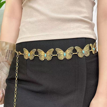 Turquoise Butterfly Metal Waist Chain